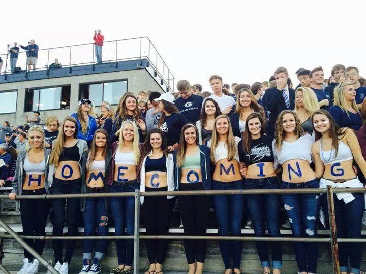 Every year, a group of senior girls paint their bellies for the game. (Photo courtesy of Sarah DePage)