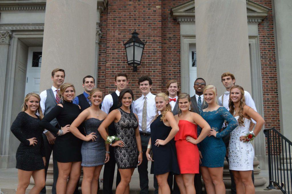 A group of seniors gathered photo at Denison prior to last years Homecoming Dance.  The dance is the last activity of the busy Homecoming week. (Photo courtesy of  Maggie Wolf)