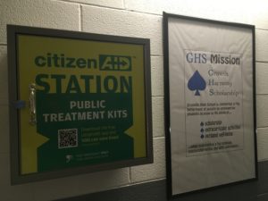 Citizen Aid Stations placed in schools as a safety precaution