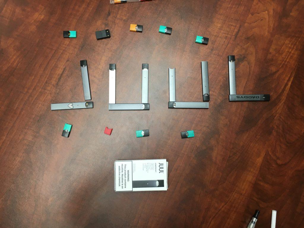 Confiscated JUULs in Principle Matt Dursts office. 