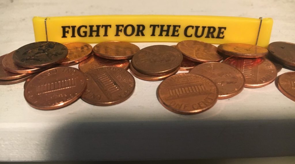 The wristband that Junior Government class sold for the pennies for patients fundraiser