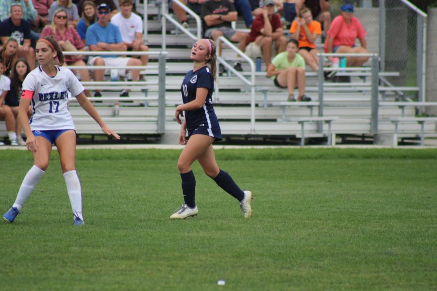 Sophomore Anna Nolan passed the ball of to a teammate. Granville went on to win the game 4-2.