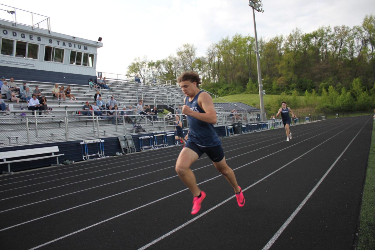Freshman Brendan Schirf runs the 100m dash.