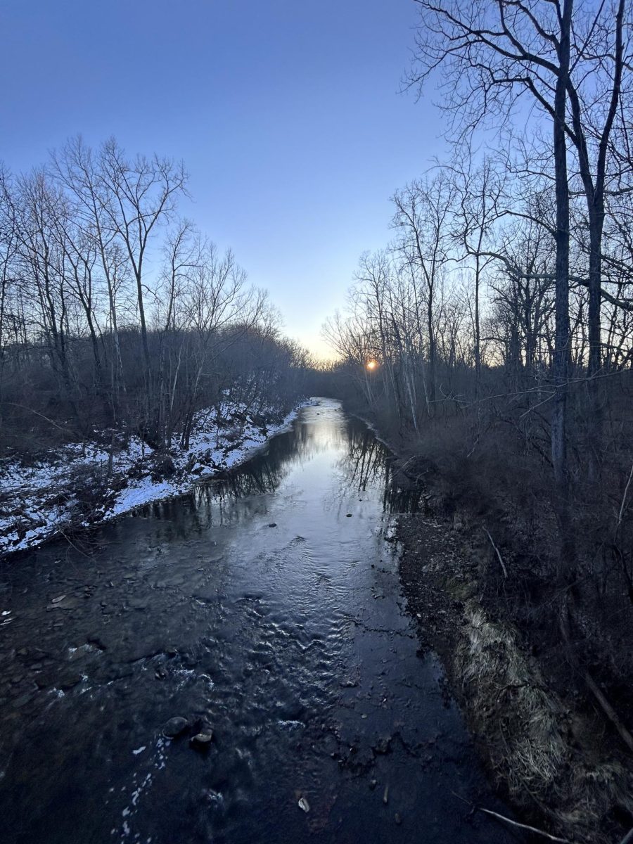 Racoon Creek pictured during sunset mid winter