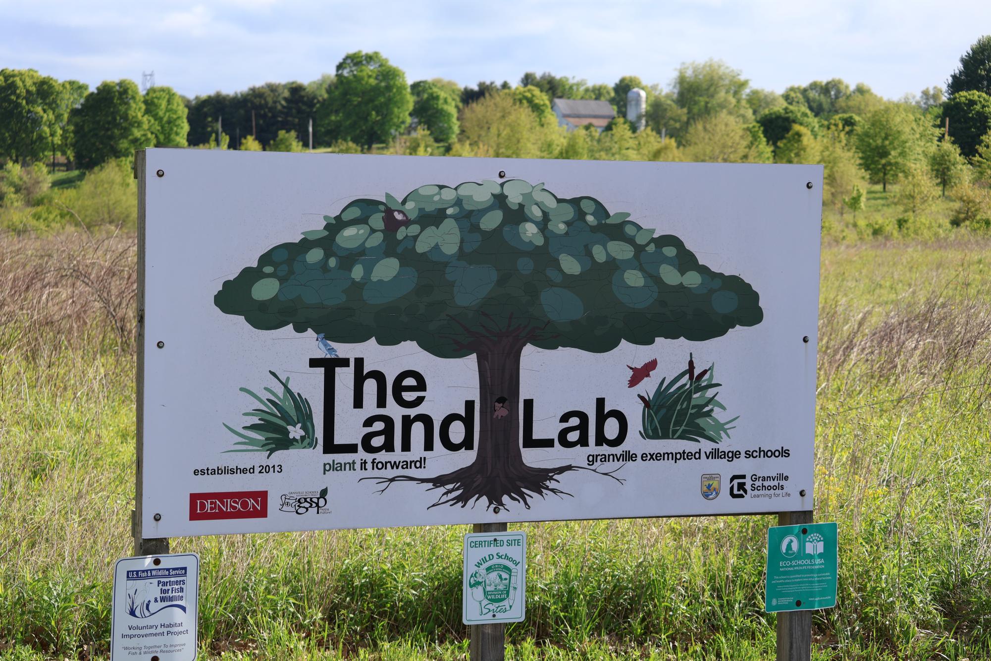 The sign in front of the Land Lab.
