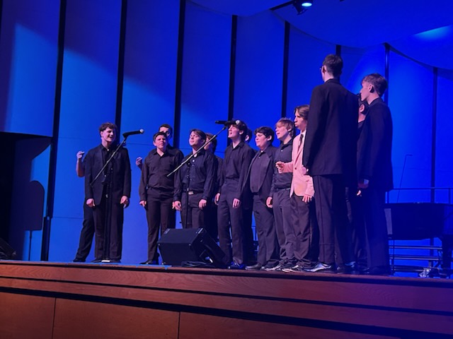 The Granville Ace-Afellas perform a song for the concert. The boys enjoyed their last performance all together.